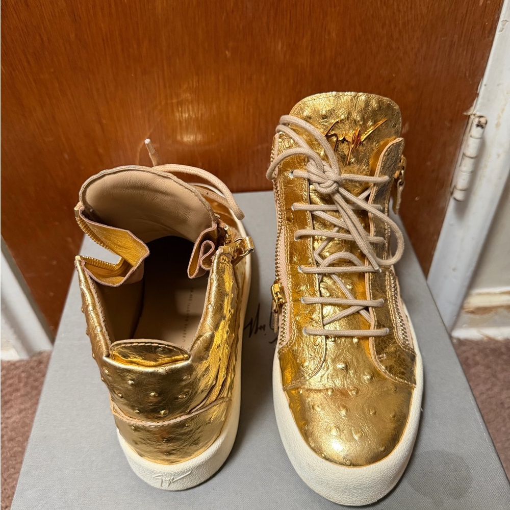 Giuseppe Zanotti Gold High-Top Sneakers